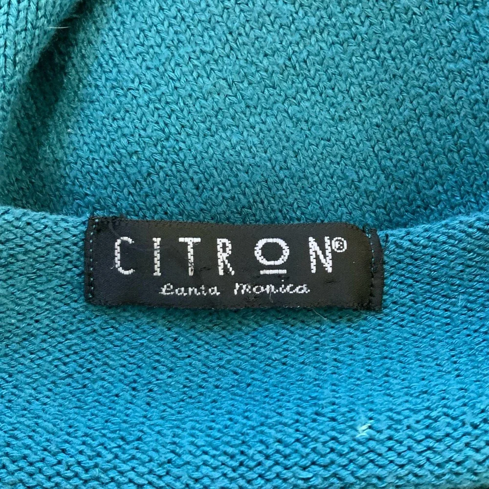 Citron Santa Monica Green Embroidered V-Neck Sweater sz S - Picture 4 of 4
